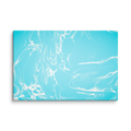 Canvas print with blue and white abstract marble pattern on a white background