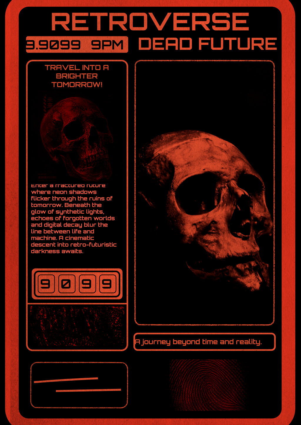 Retroverse: Dead Future – Retro Futuristic Skull Poster
